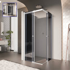 KAYLEE - Cabina de ducha de esquina con puertas correderas, cristal oscurecido de 6 mm y perfil blanco