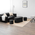GIGLIO - Mesa de centro con 2 asientos encajables, tablero efecto madera negra y revestimiento en tejido gris oscuro (87x47x45 cm)