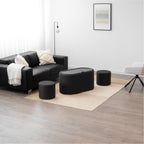 GIGLIO - Mesa de centro con 2 asientos encajables, tablero efecto madera negra y revestimiento en tejido gris oscuro (87x47x45 cm)