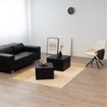 TANEDA - Conjunto de 2 mesas de centro quadradas em MDF preto com veios decorativos – 60 e 51 cm