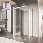 KAYLEE - Box doccia ad angolo con ante scorrevoli, vetro trasparente 6 mm e profilo cromato