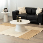 SYLVIA | Conjunto de 2 mesas de café/centro com tampo em melamina de 25 mm efeito mármore e estrutura em MDF branca Ø 90 e Ø 50 cm