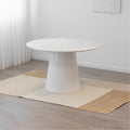 SYLVIA - Mesa de jantar com tampo em melamina efeito mármore e estrutura em MDF branco (Ø120 x 75 cm)