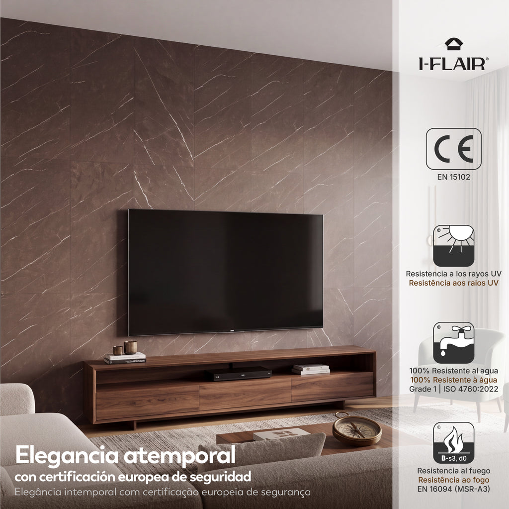 GRIGIO - Painéis de parede SPC efeito mármore cinzento com veios claros