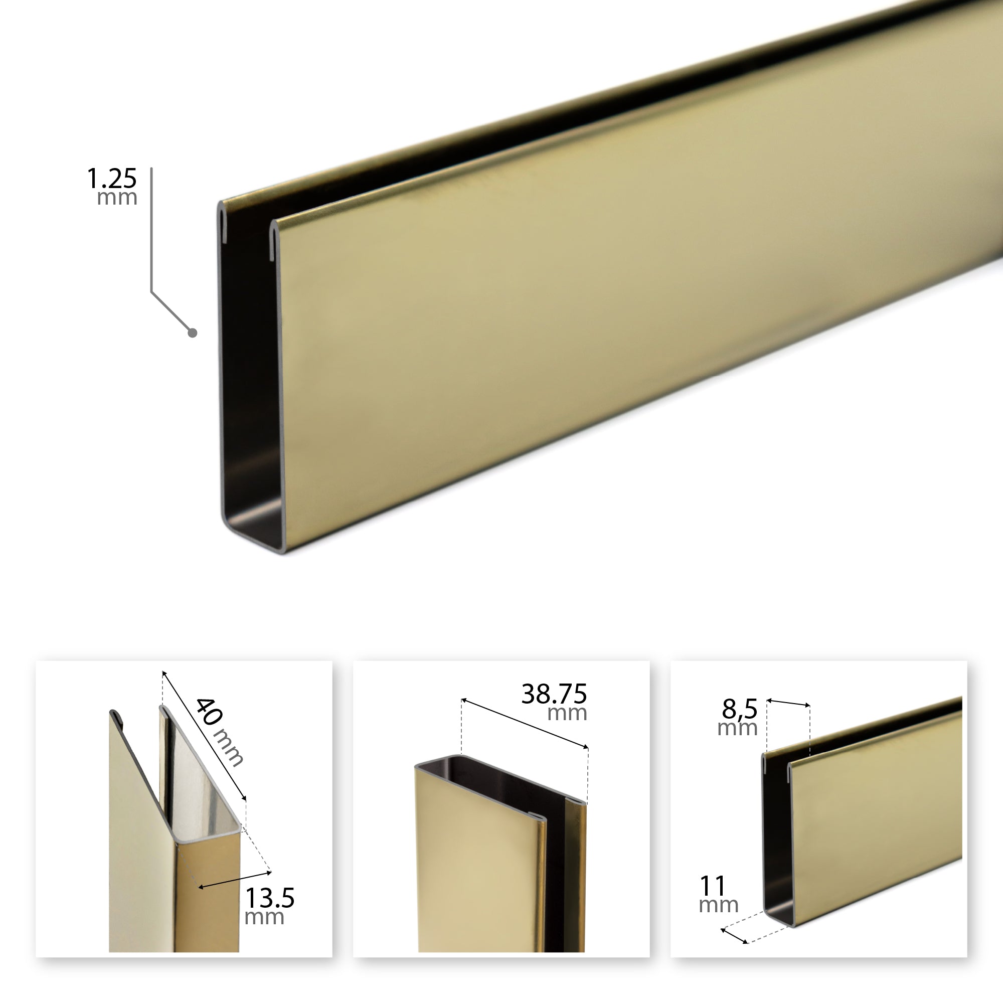 Profilo di compensazione per pannello doccia walk-in in acciaio inox 304 nero opaco