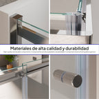 KAYLEE - Cabina de ducha angular con puertas correderas, cristal transparente de 6 mm y perfil cromado