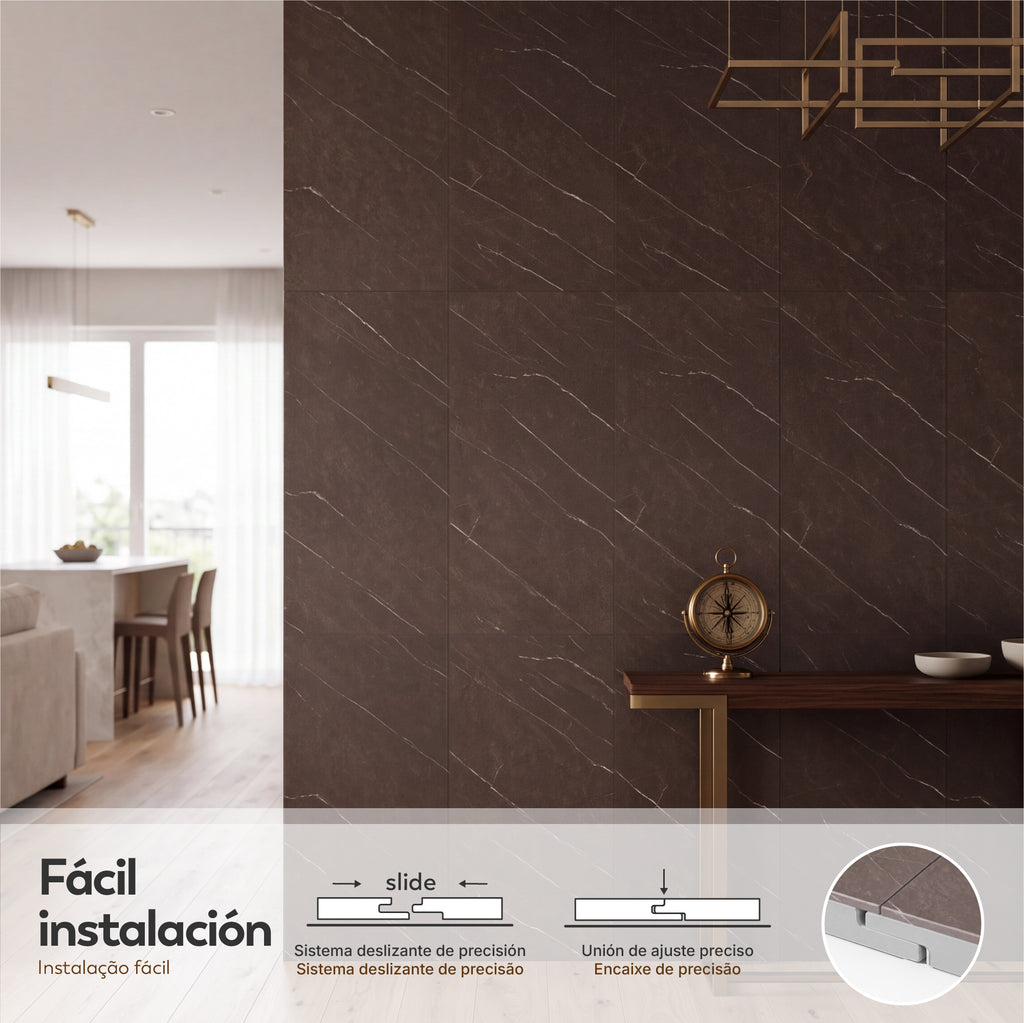 GRIGIO - Painéis de parede SPC efeito mármore cinzento com veios claros