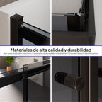 KAYLEE - Mampara de ducha angular con puertas correderas, cristal ahumado de 6 mm y perfil negro mate