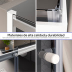 KAYLEE - Cabina de ducha de esquina con puertas correderas, cristal oscurecido de 6 mm y perfil blanco