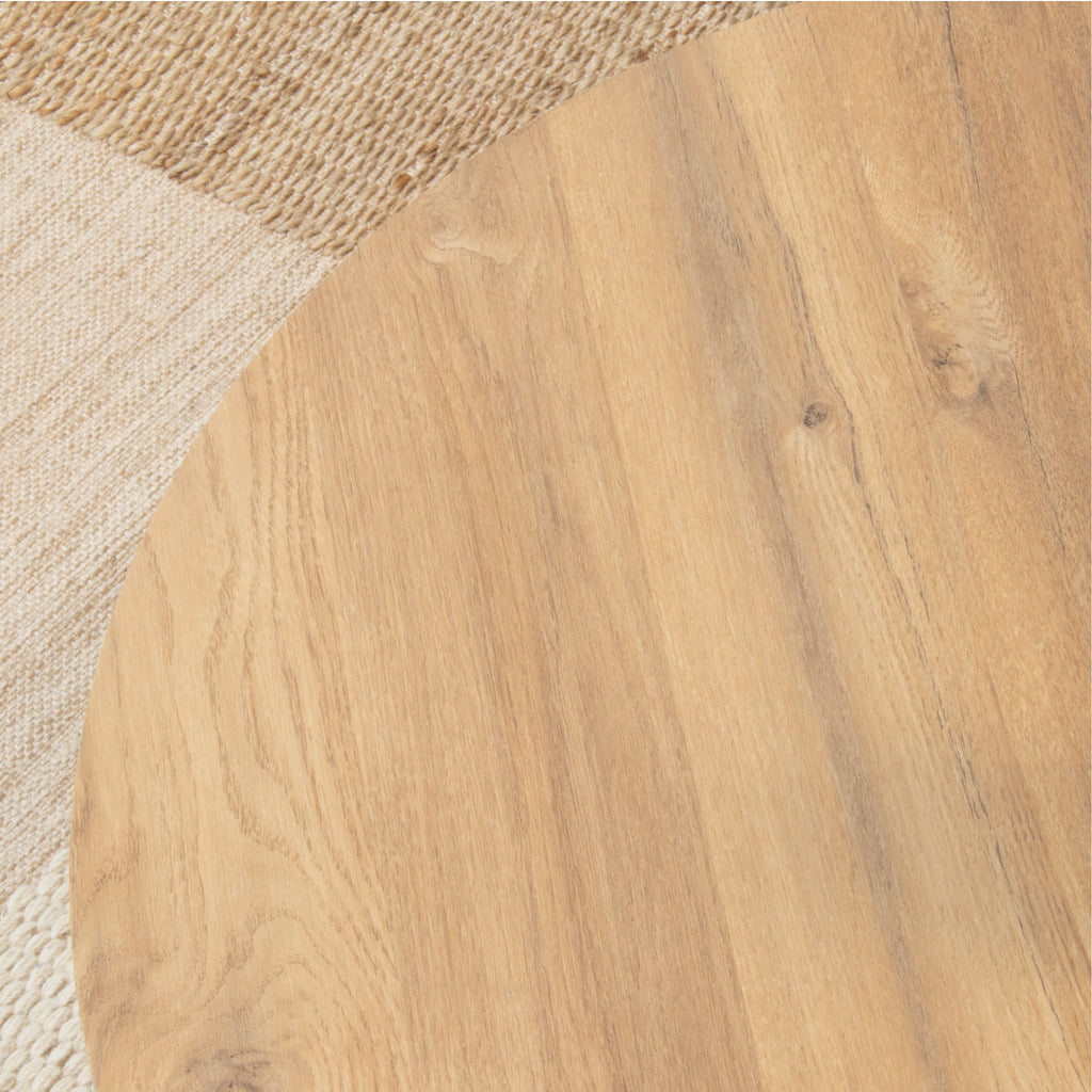 SYLVIA - Mesa de centro con tablero de melamina de 25 mm y estructura de MDF con efecto madera (Ø 90 x 40 cm)