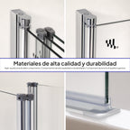 PETRA | Mampara de bañera con 3 paneles abatibles, perfiles cromados y vidrio templado transparente 6 mm ESG Nano