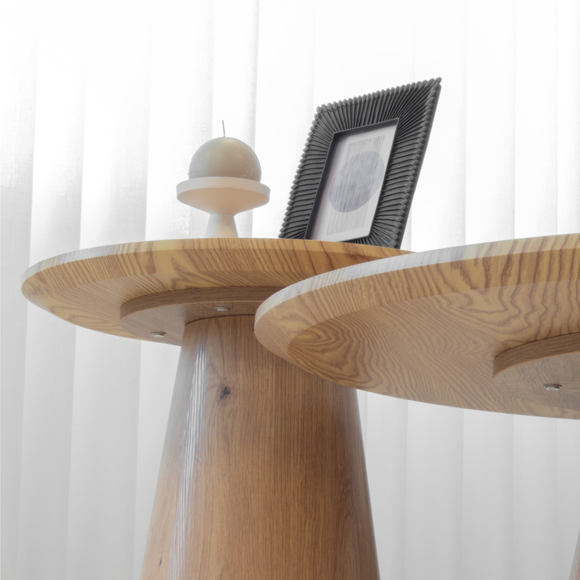 SYLVIA | Conjunto de 2 mesas de café/centro con tablero de melamina de 25 mm y estructura en MDF Ø 90 y Ø 50 cm