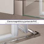 KAYLEE - Cabina de ducha angular con puertas correderas, cristal transparente de 6 mm y perfil cromado