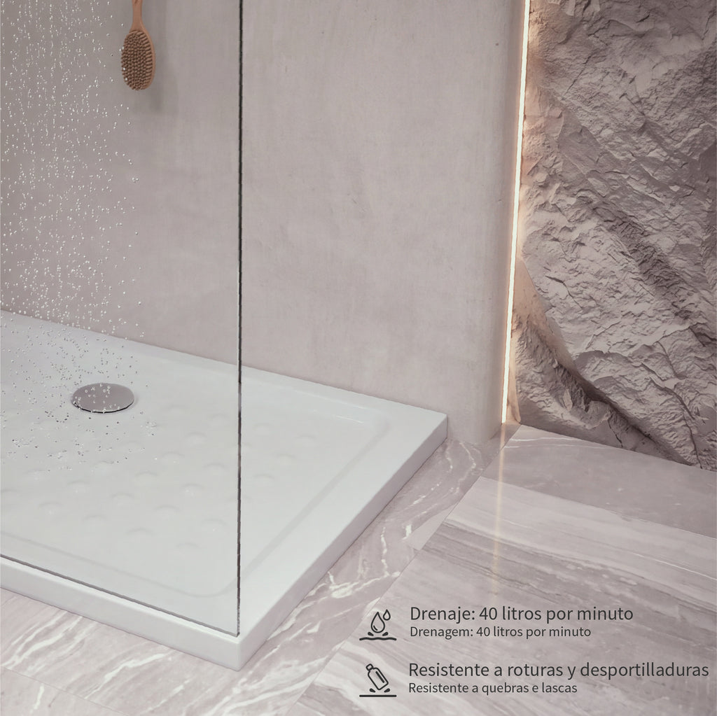SHIMMER - Base de duche Bubble Acrílica, Textura "bolhas", Extraplana 5cm, Sifão e Válvula incluídos