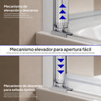 PETRA | Mampara de bañera con 3 paneles abatibles, perfiles cromados y vidrio templado transparente 6 mm ESG Nano