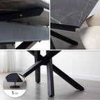 TAYLOR + JANE | Conjunto de mesa de comedor extensible 160-200x90 cm con 6 u 8 sillas en tejido beige y tablero efecto mármol negro