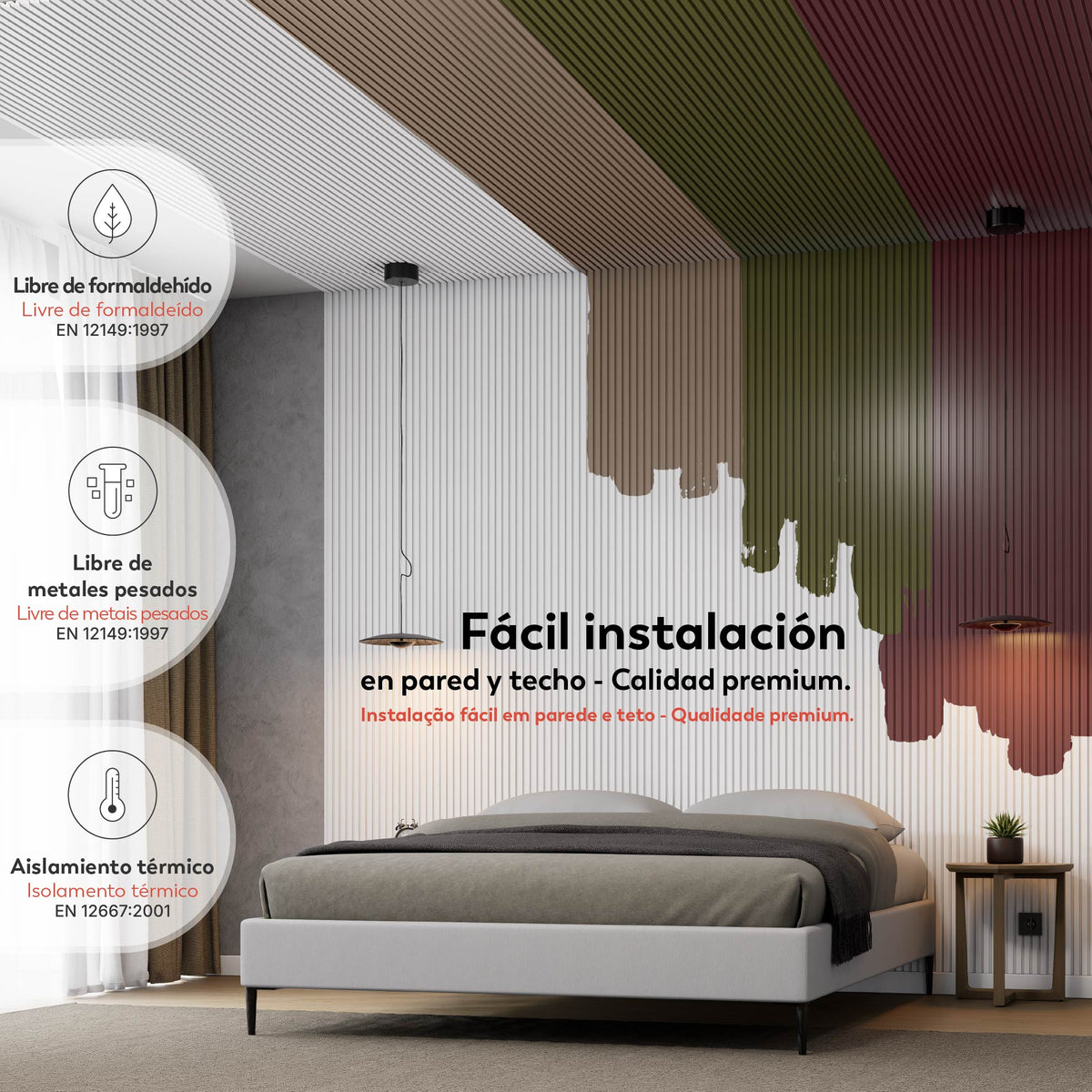 NIMBLE - Painéis decorativos de parede em poliestireno branco RAL 9003 pintável, 290 × 16 cm, pack de 16 para 6,91 m²