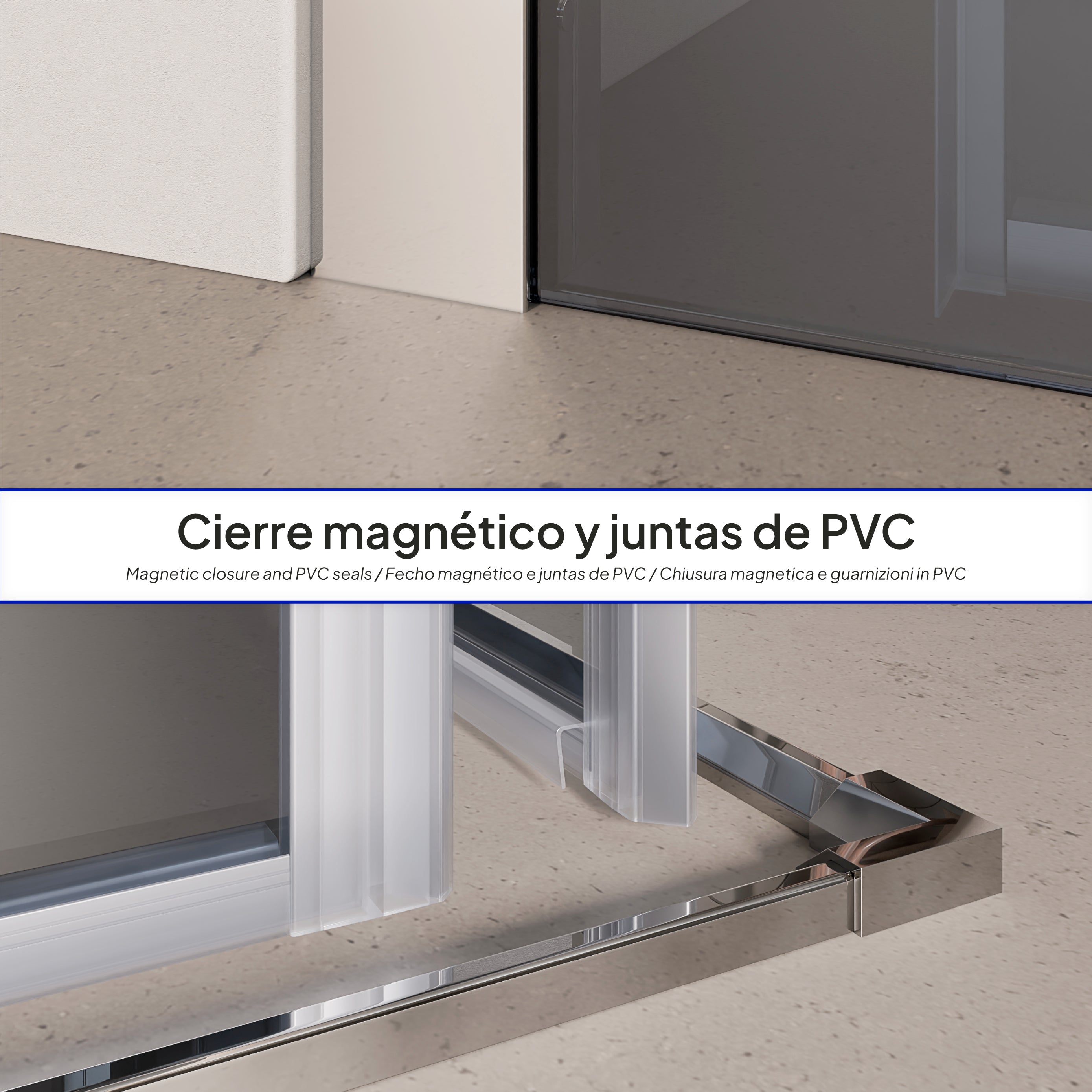 KAYLEE - Cabina de ducha de esquina con puertas correderas, cristal ahumado de 6 mm y perfil cromado