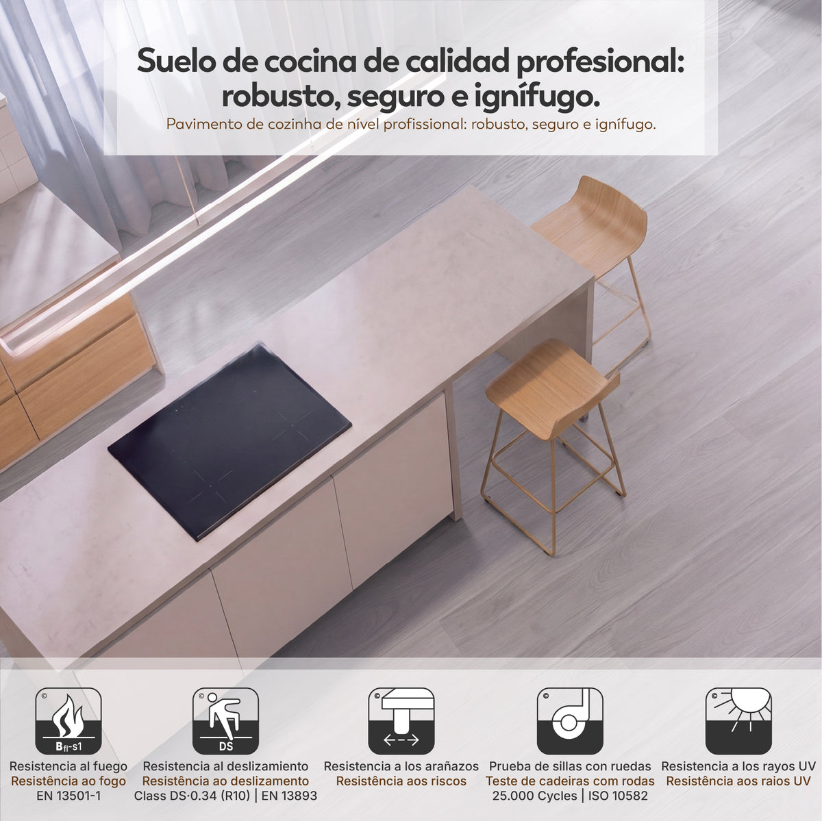 ORIGIN - Pavimento SPC multicamada efeito Dovegrey com sistema click e base IXPE, 6,5 mm, pack de 1,51 m²
