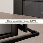 KAYLEE - Mampara de ducha angular con puertas correderas, cristal ahumado de 6 mm y perfil negro mate