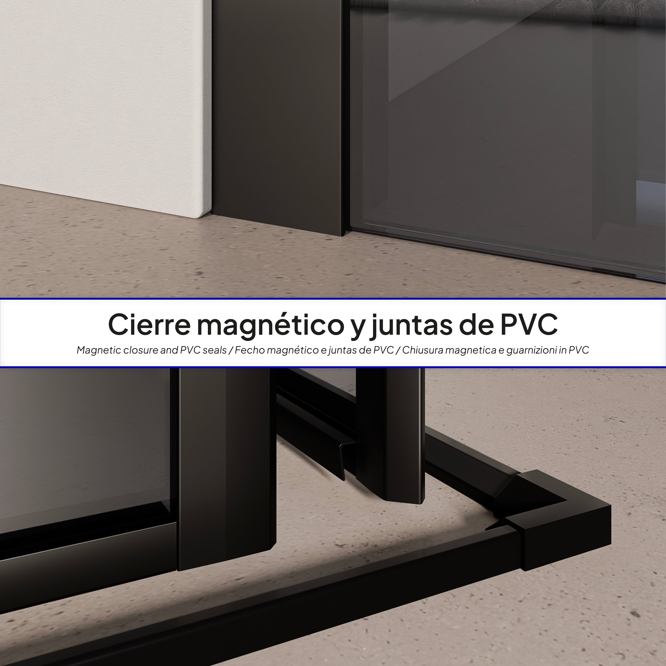 KAYLEE - Mampara de ducha angular con puertas correderas, cristal ahumado de 6 mm y perfil negro mate