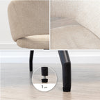 JANE - Conjunto de 2 sillas de comedor tapizadas y giratorias 360°, en tejido beige con estructura de metal negro