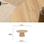 SYLVIA - Mesa de centro con tablero de melamina de 25 mm y estructura de MDF con efecto madera (Ø 90 x 40 cm)