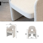 FRANCIS - Conjunto de 2 sillas de comedor tapizadas en tejido gris claro con reposabrazos y estructura metálica
