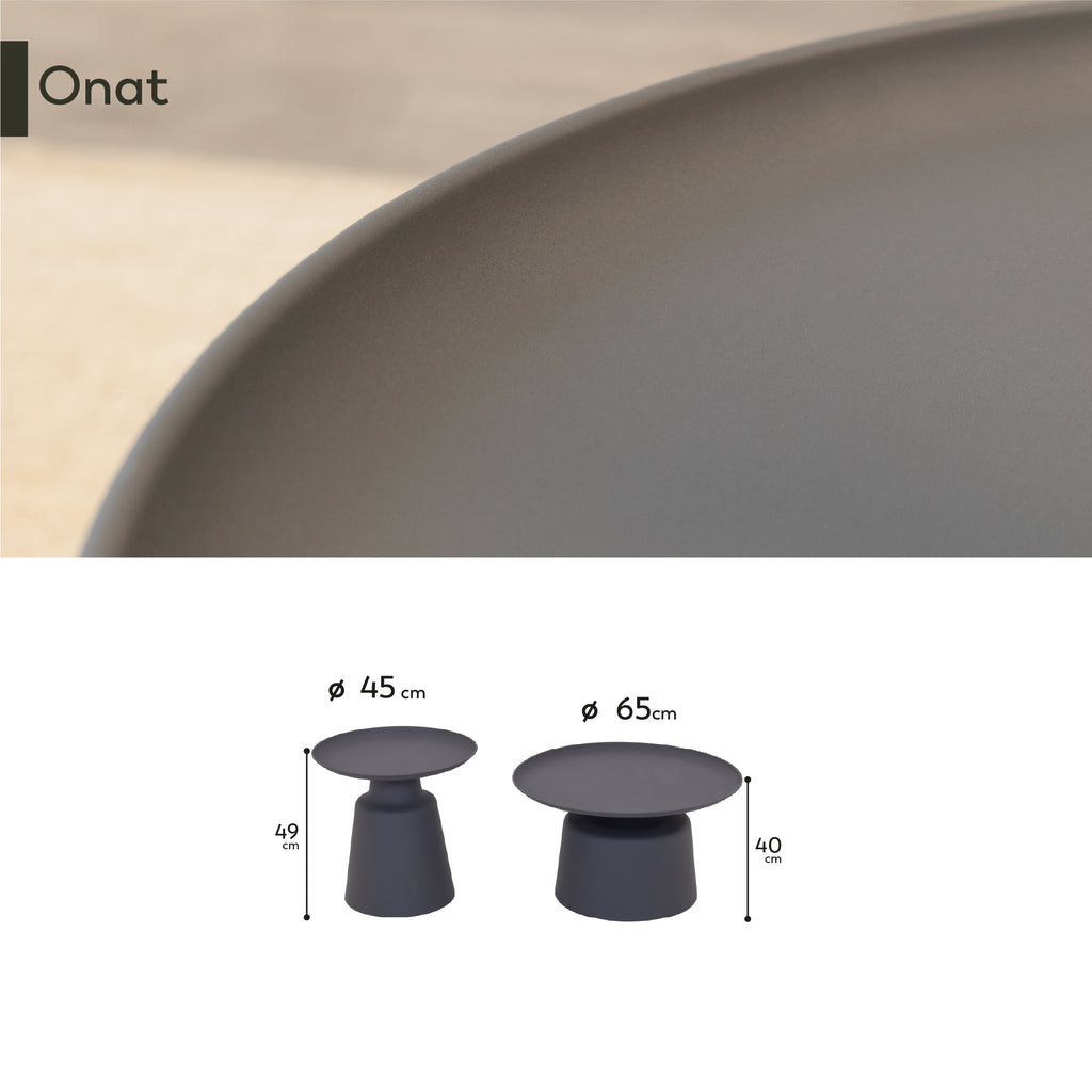 ONAT - Conjunto de 2 mesas de centro cinzento com estrutura metálica