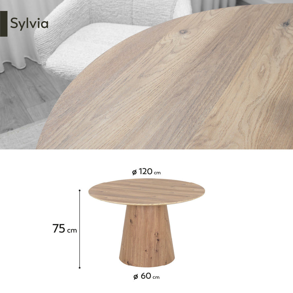 SYLVIA - Mesa de jantar com tampo em melamina de 25 mm e estrutura em MDF (Ø120 x 75 cm)