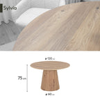 SYLVIA - Mesa de jantar com tampo em melamina de 25 mm e estrutura em MDF (Ø120 x 75 cm)