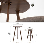 OVID - Conjunto de mesa alta com 2 cadeiras, tampo em MDF e estrutura metálica