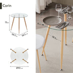 CORIN - Mesa de comedor con tablero de vidrio