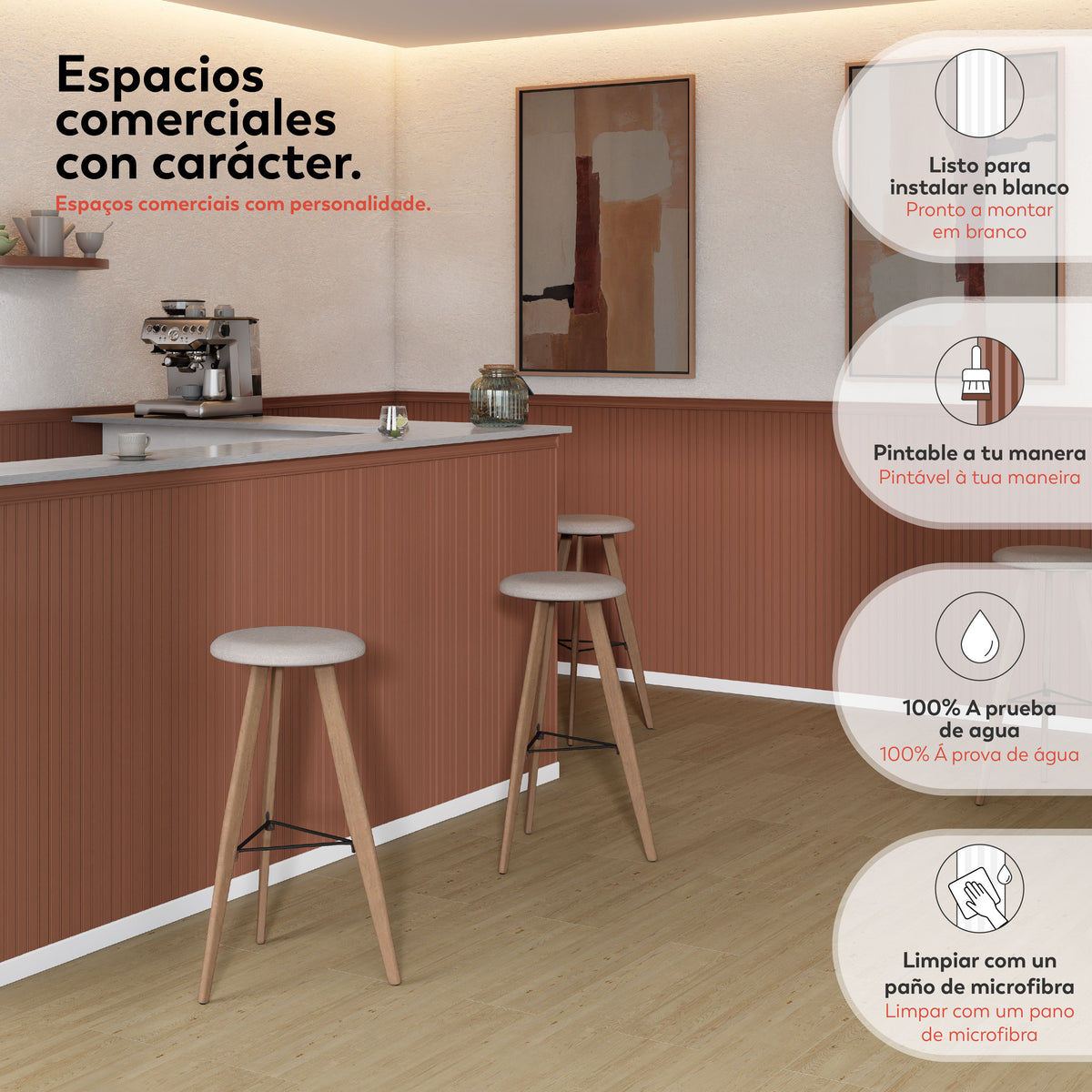 LINEA — kit de revestimento de meia parede branco pintável em PS — imagem 5