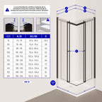 KAYLEE - Cabina de ducha angular con puertas correderas, cristal transparente de 6 mm y perfil negro mate