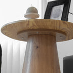 SYLVIA - Mesa auxiliar con tablero de melamina de 25 mm y estructura de MDF con efecto madera (Ø 50 x 50 cm)