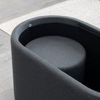GIGLIO - Mesa de centro con 2 asientos encajables, tablero efecto madera negra y revestimiento en tejido gris oscuro (87x47x45 cm)