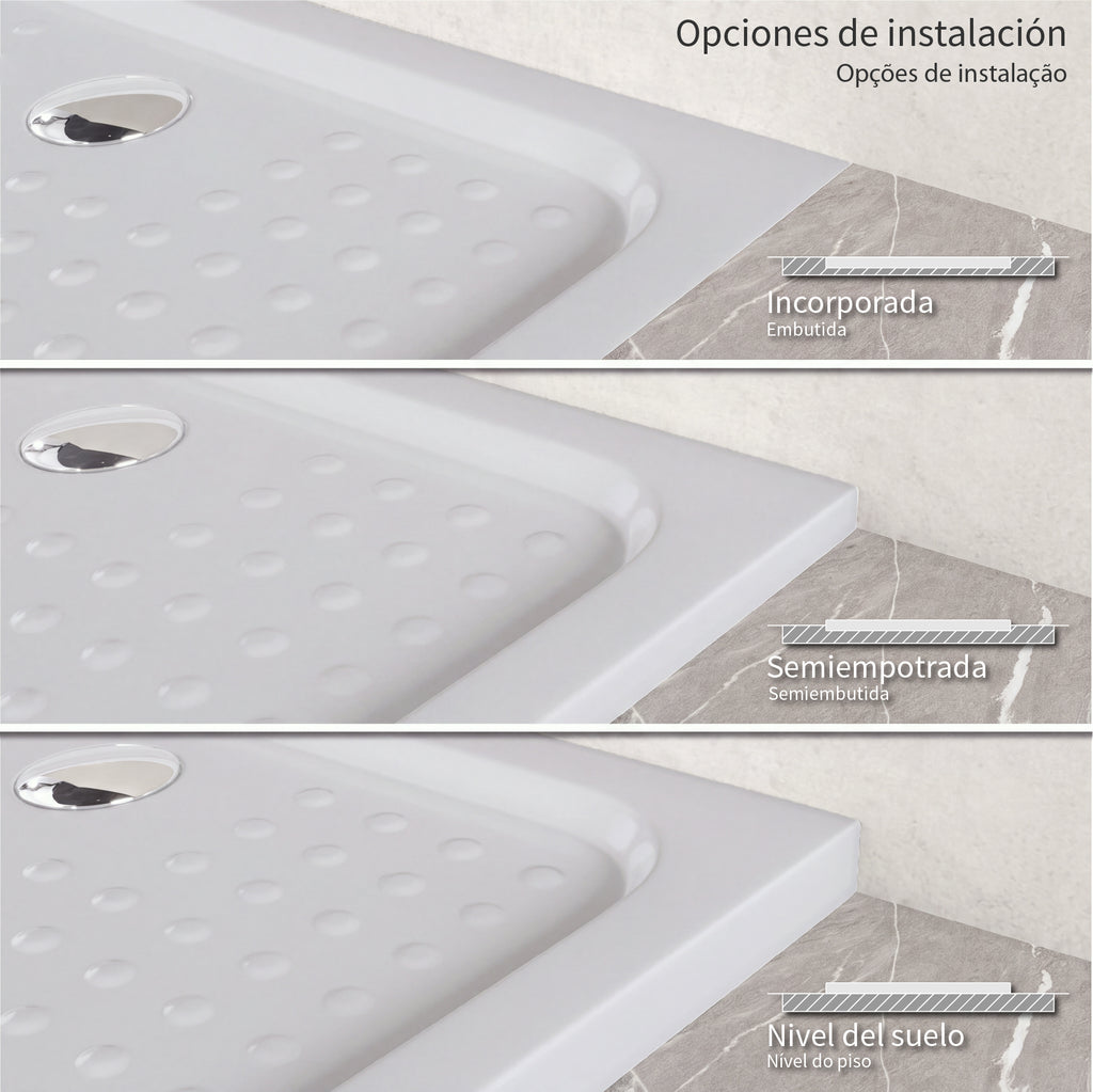 SHIMMER - Base de duche Bubble Acrílica, Textura "bolhas", Extraplana 5cm, Sifão e Válvula incluídos