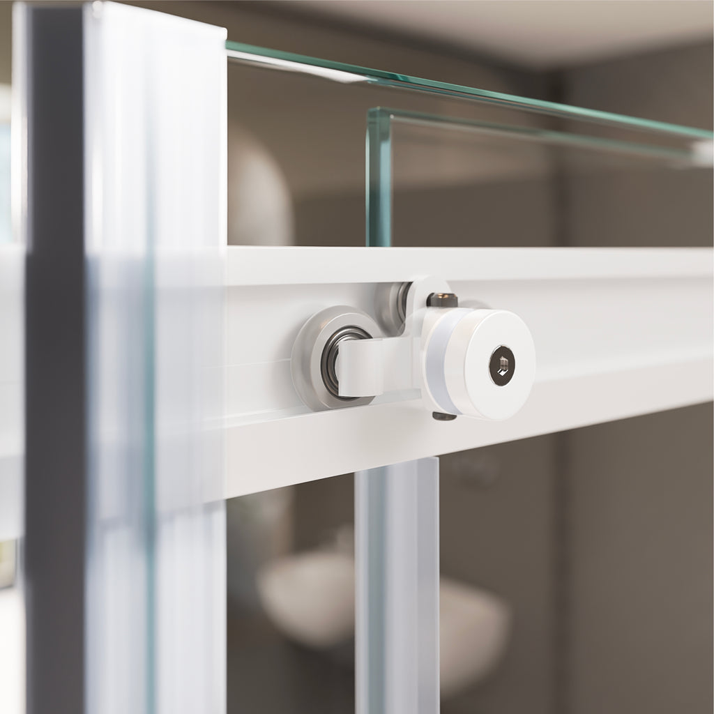 KAYLEE - Box doccia ad angolo con ante scorrevoli, vetro trasparente 6 mm e profilo cromato