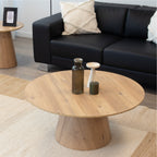 SYLVIA - Mesa de centro con tablero de melamina de 25 mm y estructura de MDF con efecto madera (Ø 90 x 40 cm)