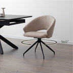 TAYLOR + JANE | Conjunto de mesa de comedor extensible 160-200x90 cm con 6 u 8 sillas en tejido beige y tablero efecto mármol negro