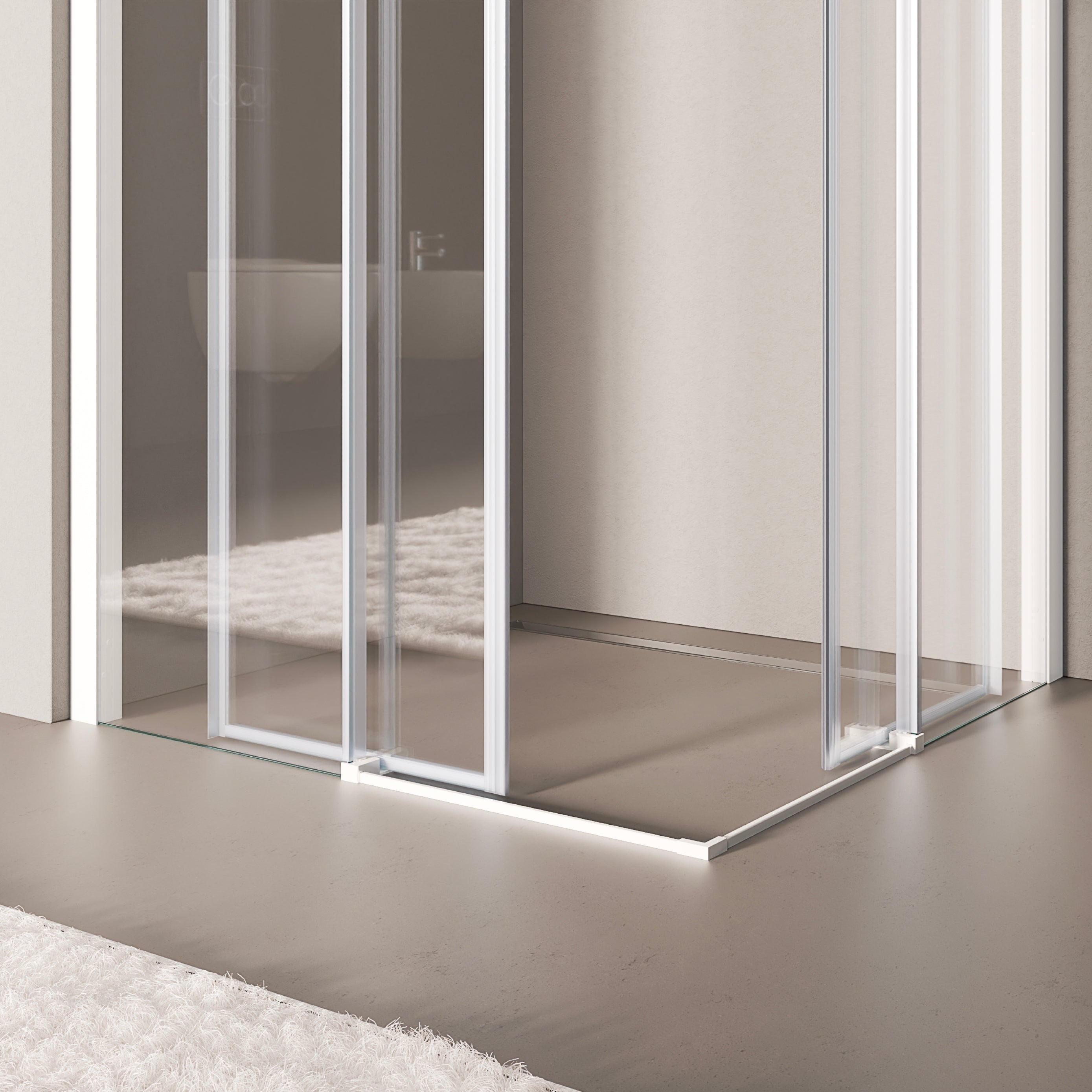 KAYLEE - Box doccia ad angolo con ante scorrevoli, vetro trasparente 6 mm e profilo cromato