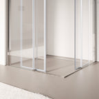 KAYLEE - Cabina de ducha angular con puertas correderas, cristal transparente de 6 mm y perfil cromado
