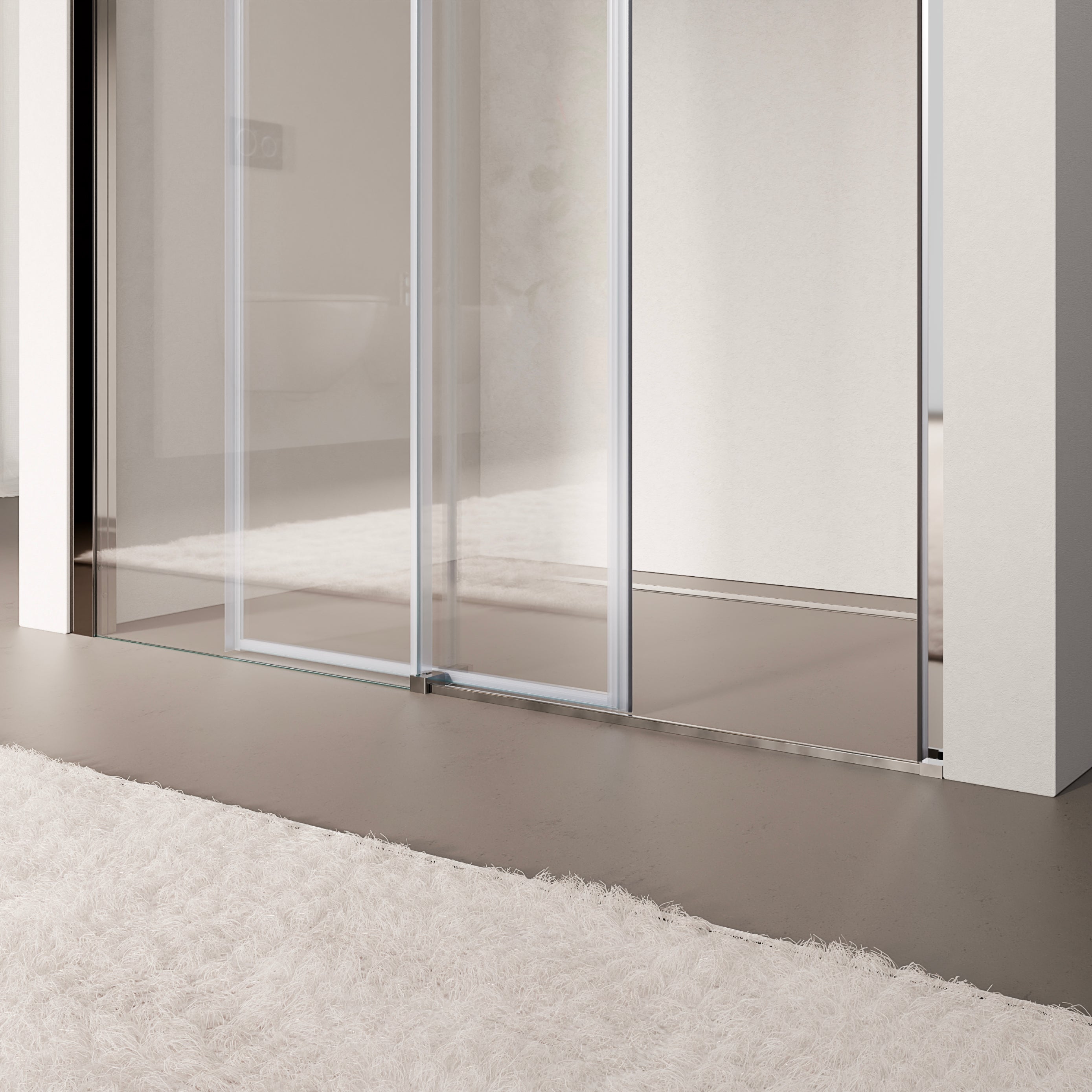 KAYLEE - Porta doccia reversibile con porta scorrevole e lato fisso, profilo cromato e vetro temperato trasparente da 6 mm