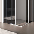 KAYLEE - Cabina de ducha de esquina con puertas correderas, cristal oscurecido de 6 mm y perfil blanco