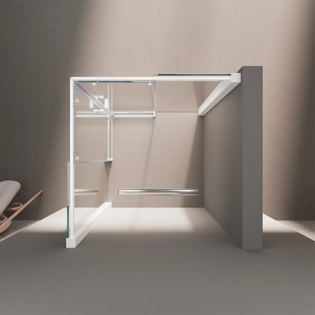KAYLEE - Box doccia ad angolo con ante scorrevoli, vetro trasparente 6 mm e profilo cromato