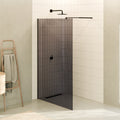 FIONA - Painel de duche walk-in em vidro escurecido 10mm com perfil e barra estabilizadora preto