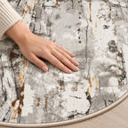 Tappeto STEFAN grigio, beige e dorato — formato rotondo