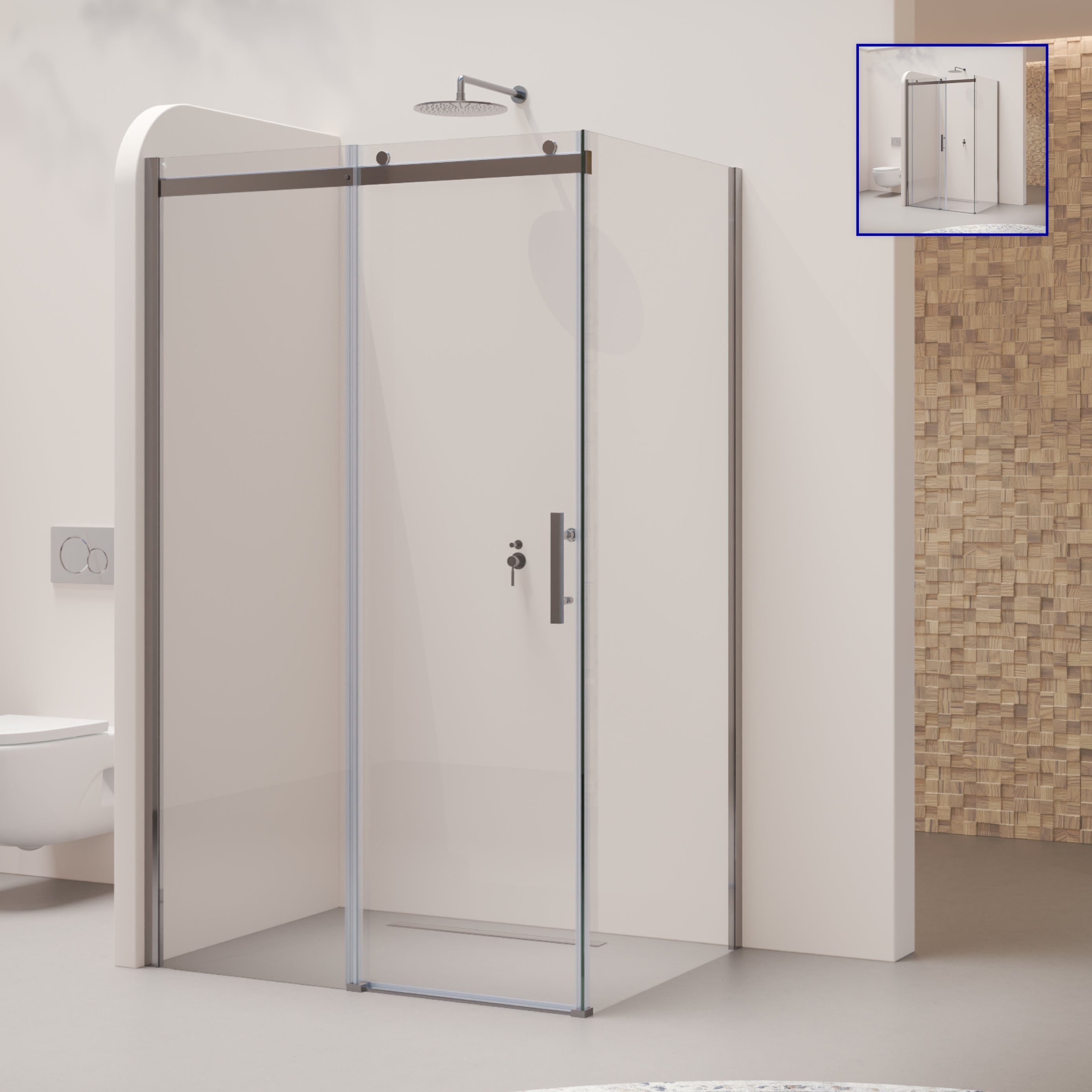 VIOLA - Cabina doccia con porta scorrevole in vetro temperato da 8 mm con altezza di 200 cm
