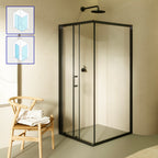 DORA - Cabine de duche com portas de correr em vidro temperado e com perfis em preto